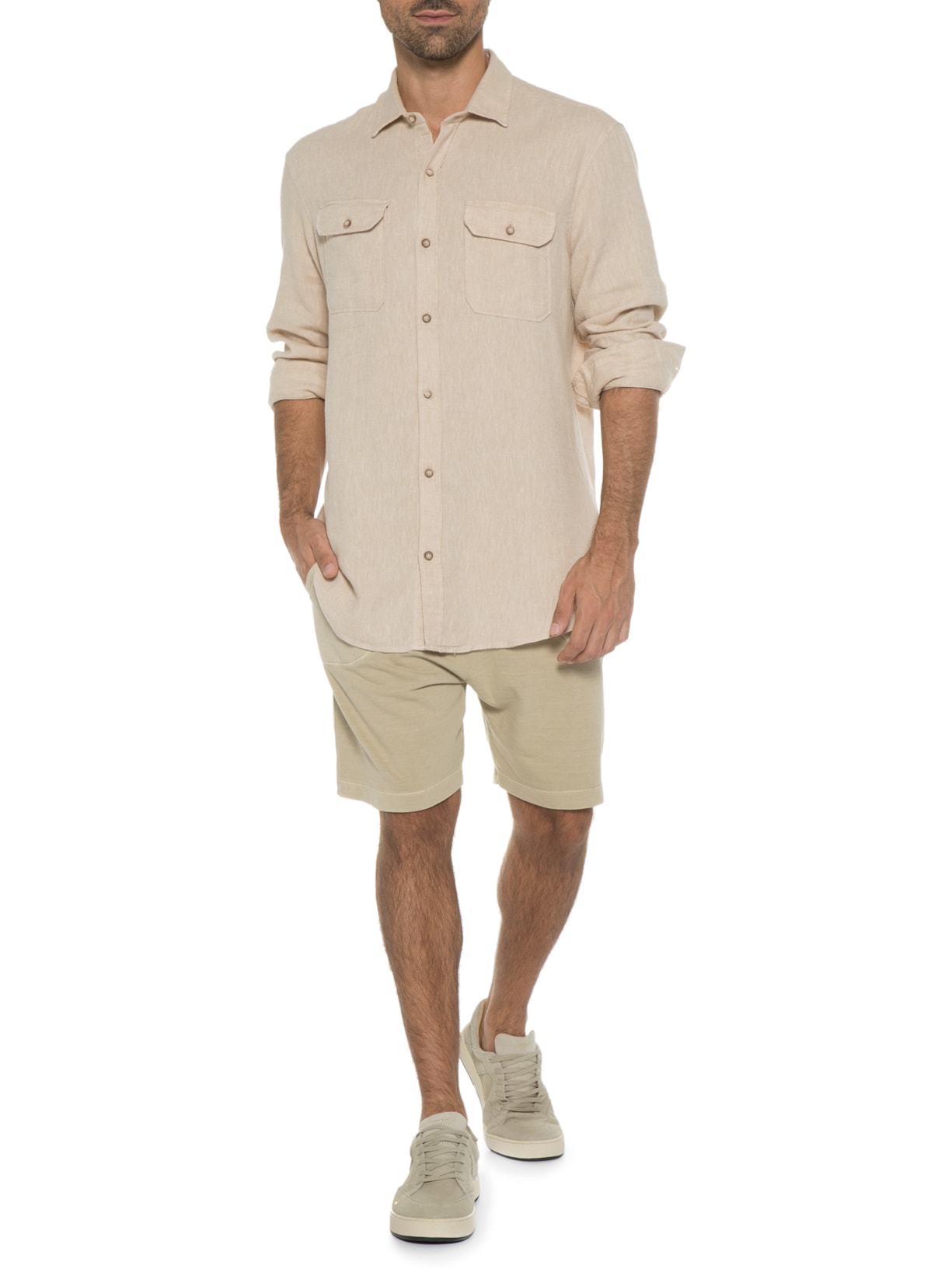Camisa Masculina De Linho Nassau Bege Austral
