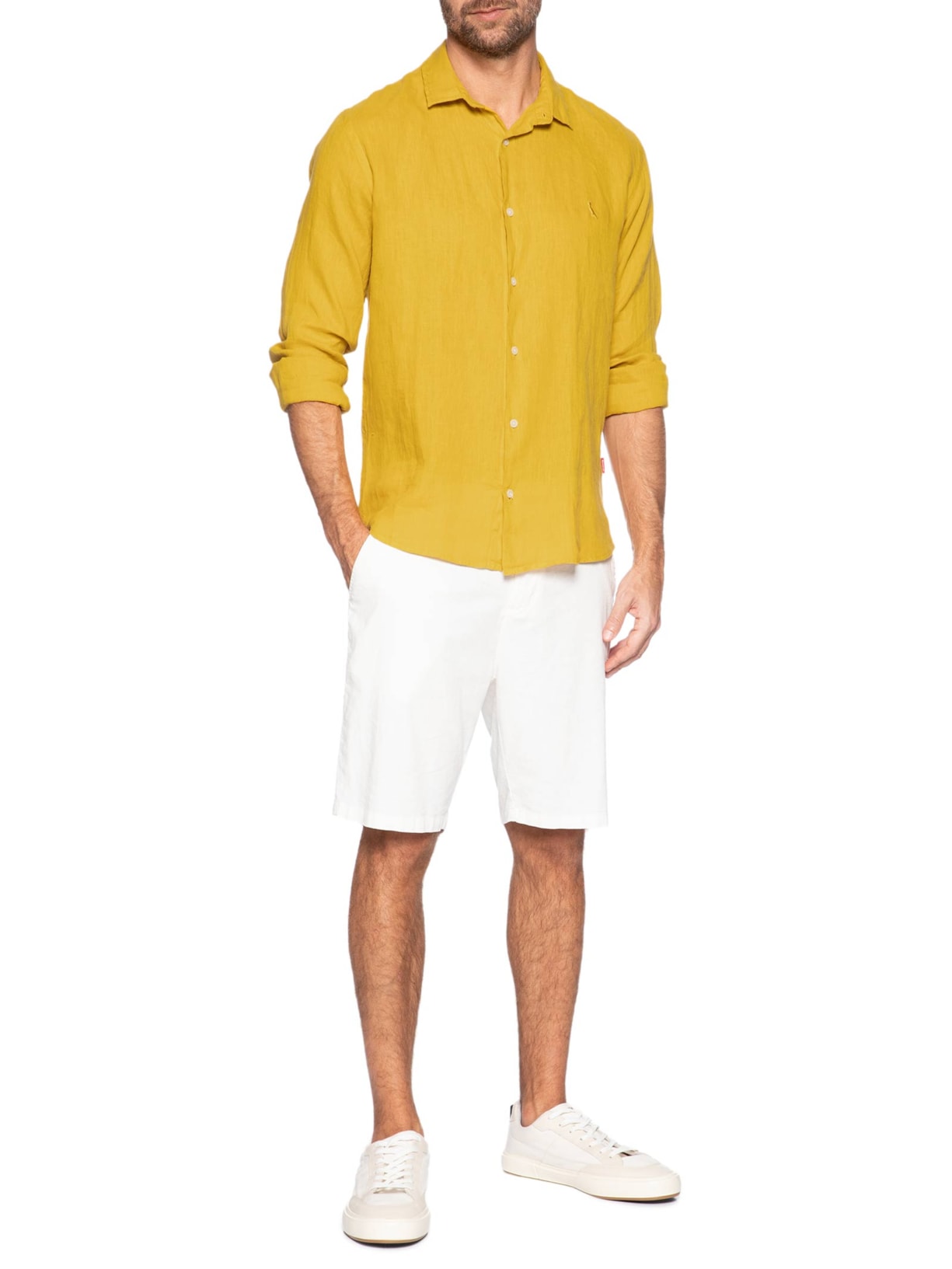 Camisa Masculina de Linho – Amarelo Reserva