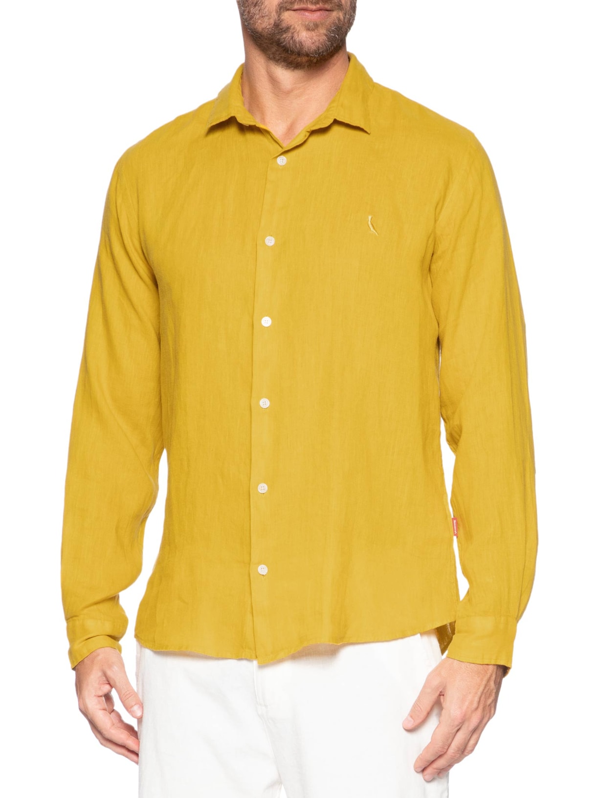 Camisa Masculina de Linho – Amarelo Reserva