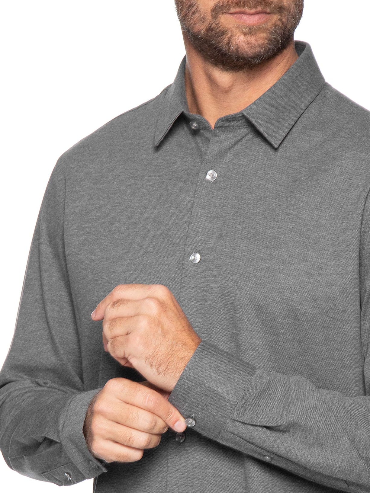 Camisa Masculina De Malha Mescla Manga Longa Cinza Oficina Reserva