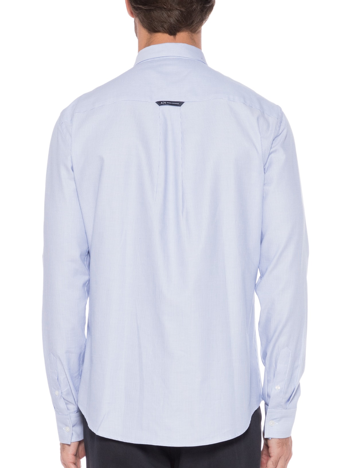 Camisa Masculina De Tecido Plano Azul Armani Exchange