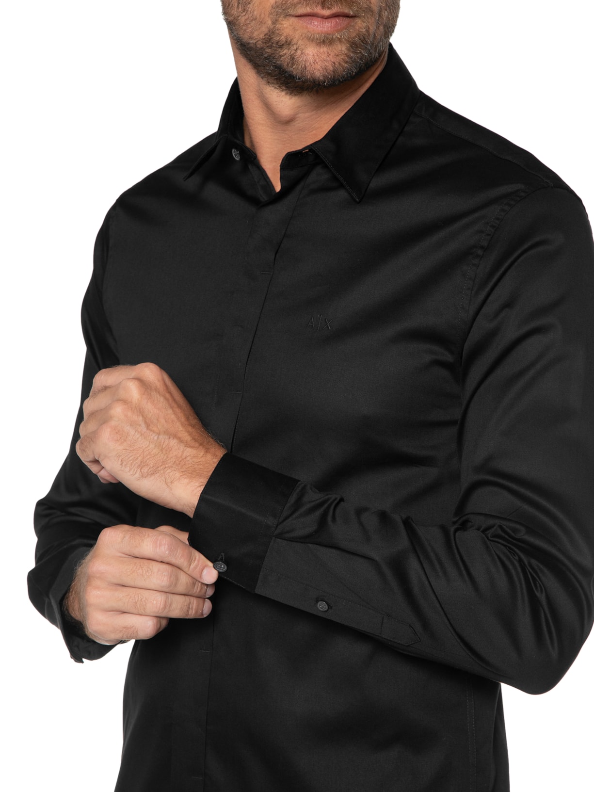 Camisa Masculina De Tecido Plano Preta Armani Exchange