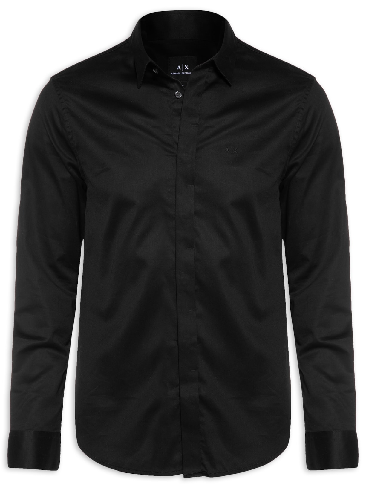 Camisa Masculina De Tecido Plano Preta Armani Exchange