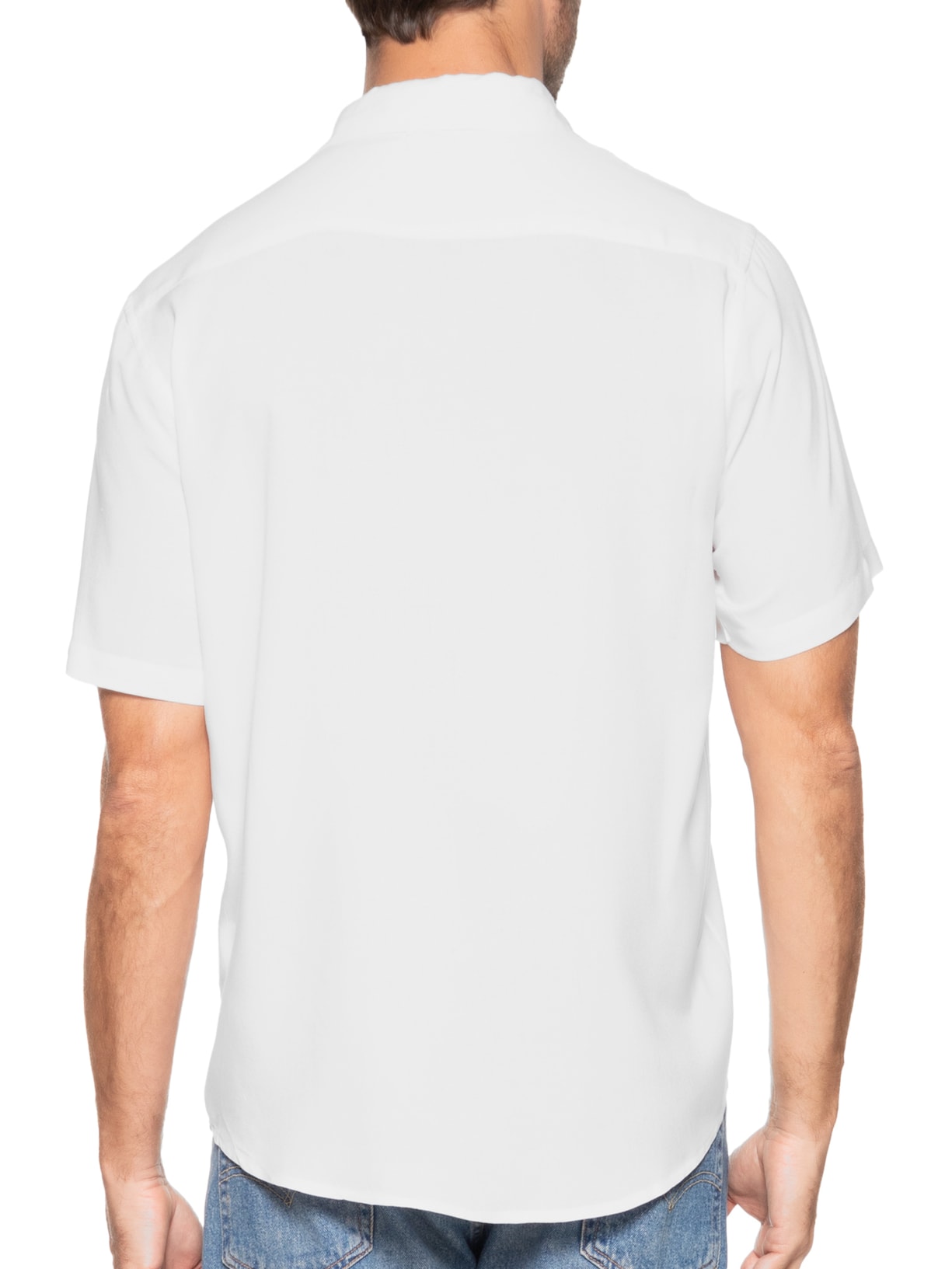 Camisa Masculina De Viscose Manga Curta Branco Basiq Men