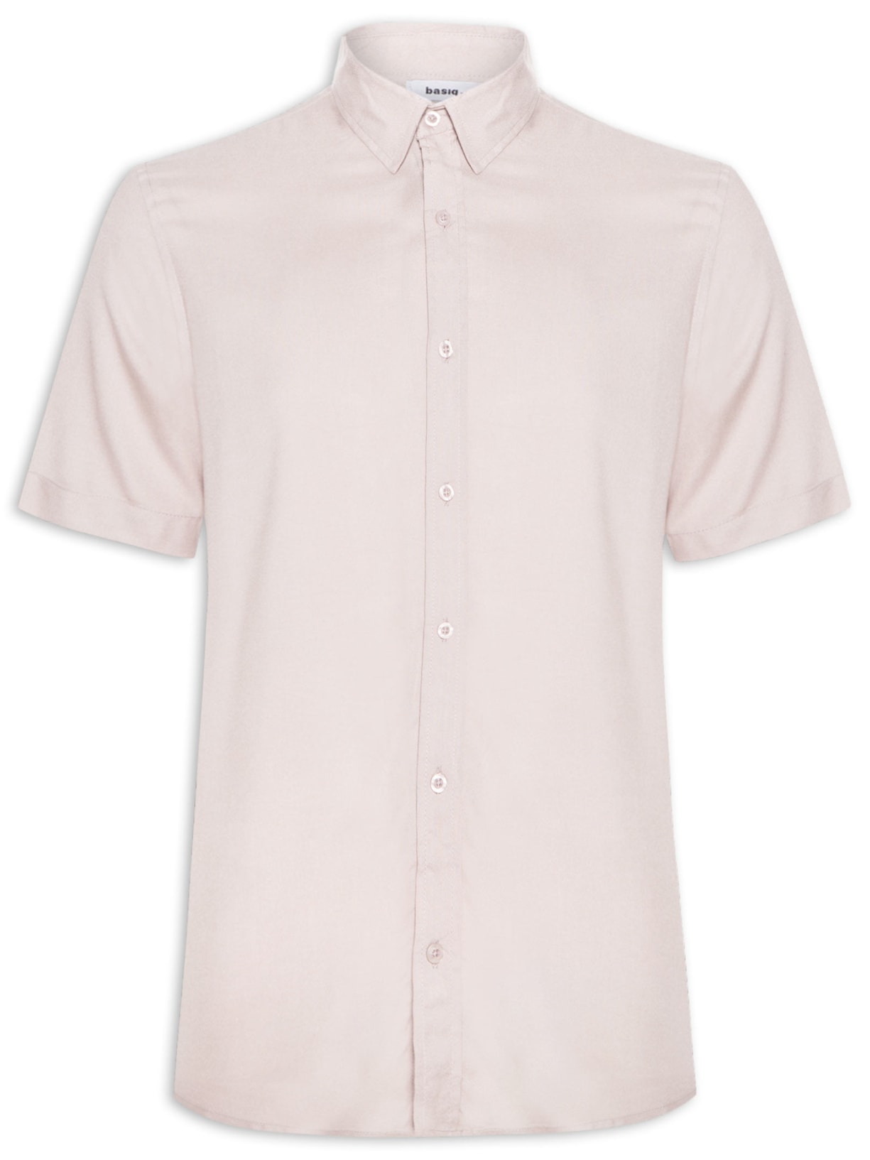 Camisa Masculina De Viscose Manga Curta Cinza Basiq Men
