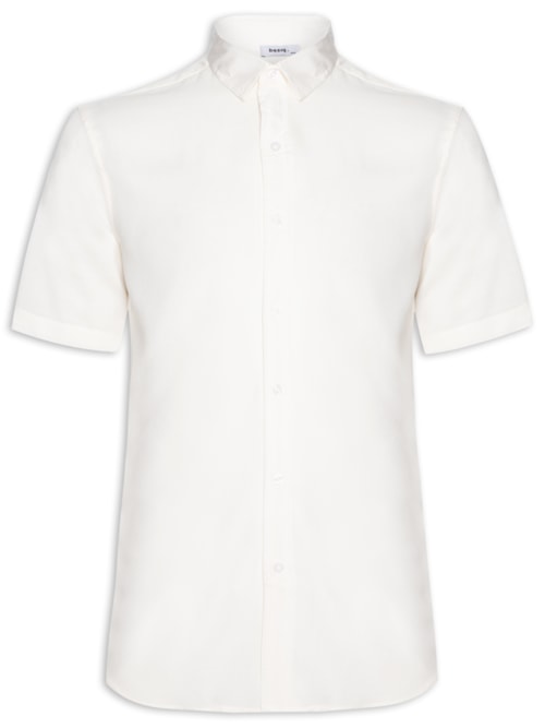 Camisa Masculina De Viscose Manga Curta - Off White