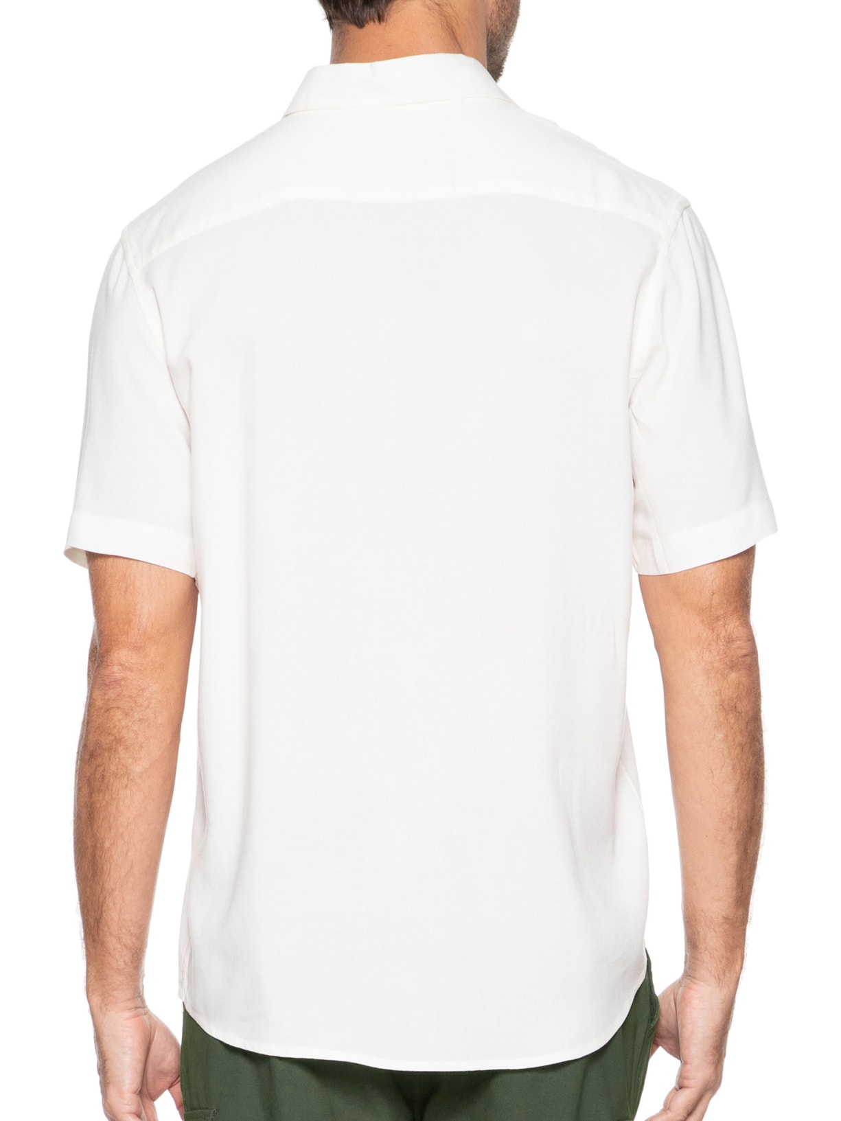 Camisa Masculina De Viscose Manga Curta Off White Basiq Men