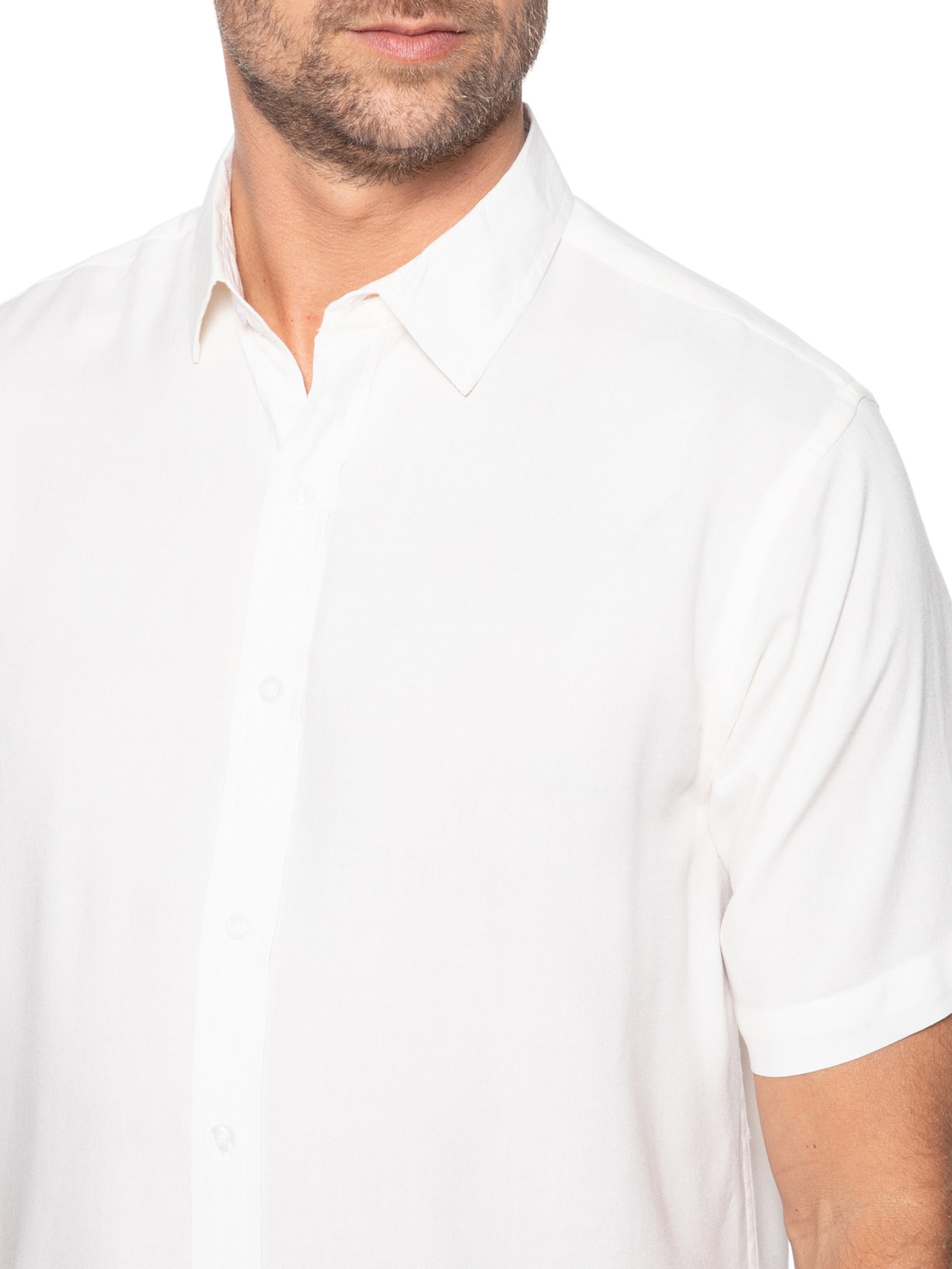 Camisa Masculina De Viscose Manga Curta Off White Basiq Men