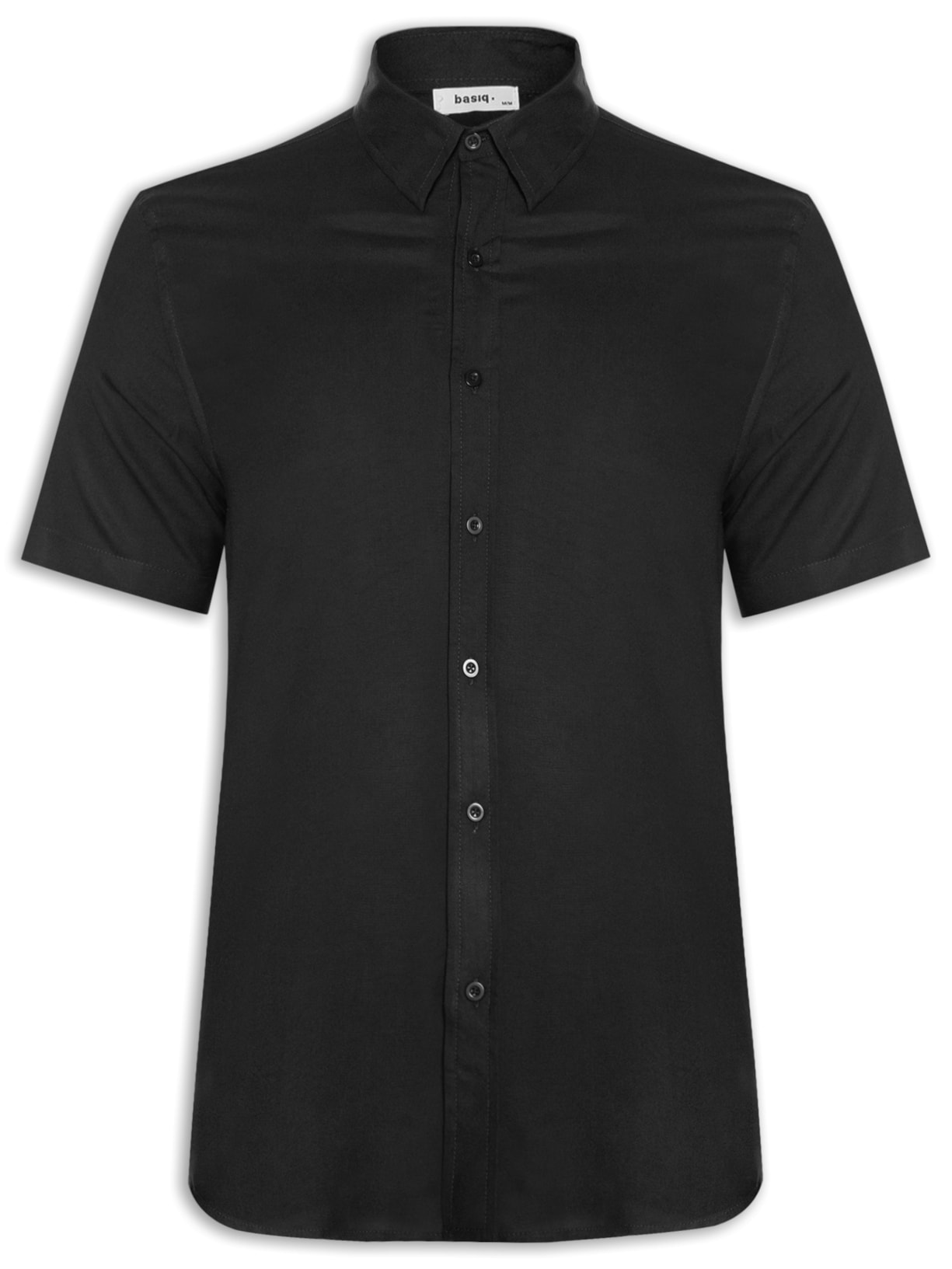 Camisa Masculina De Viscose Manga Curta - Preto