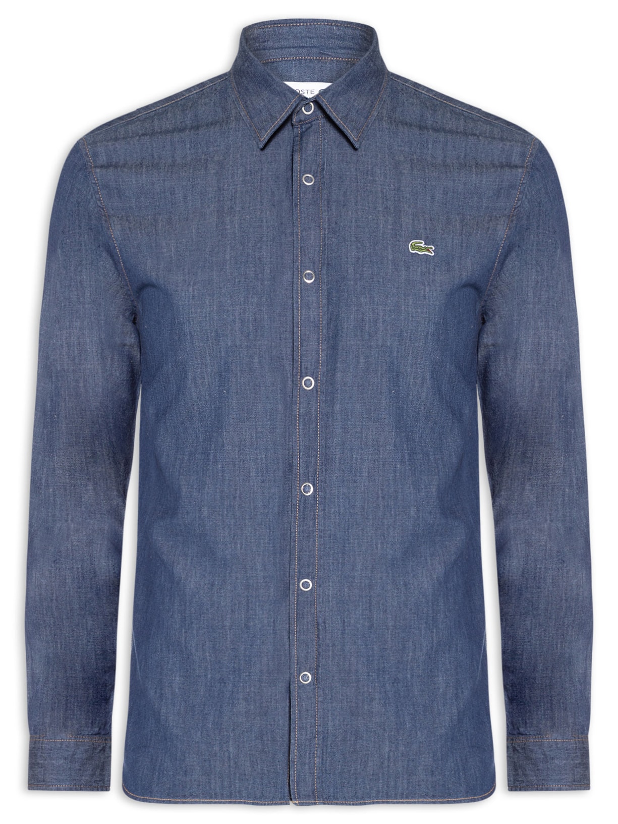 Camisa Masculina Denim Regular Fit Azul Lacoste
