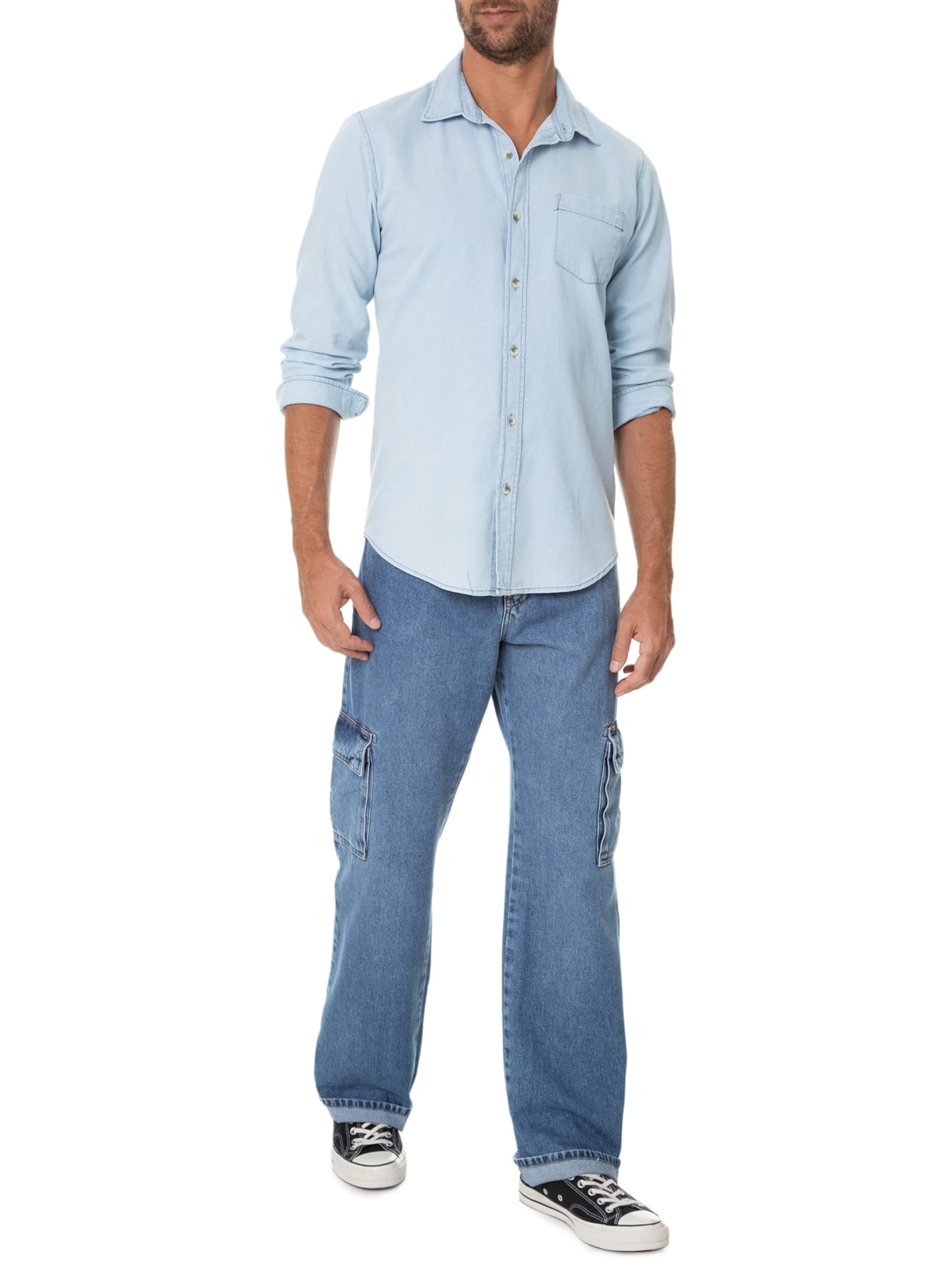 Camisa Masculina Denin Azul Sergio K