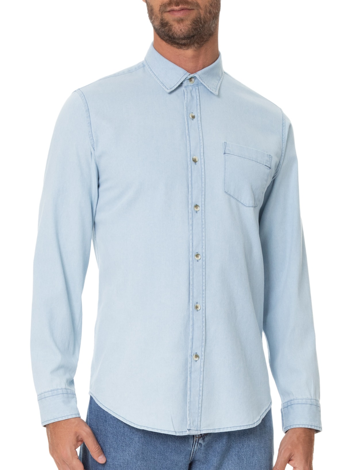 Camisa Masculina Denin Azul Sergio K