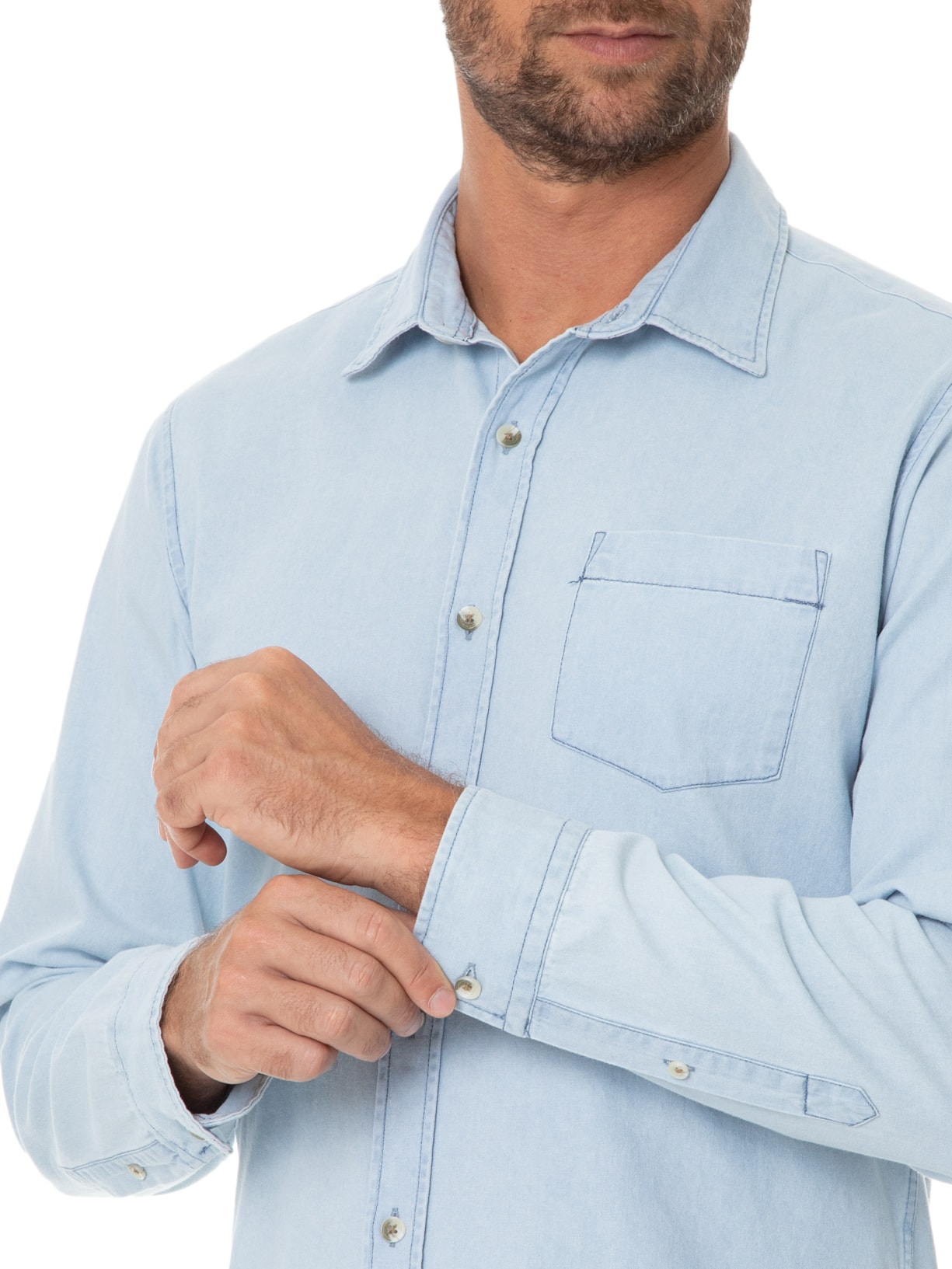 Camisa Masculina Denin Azul Sergio K