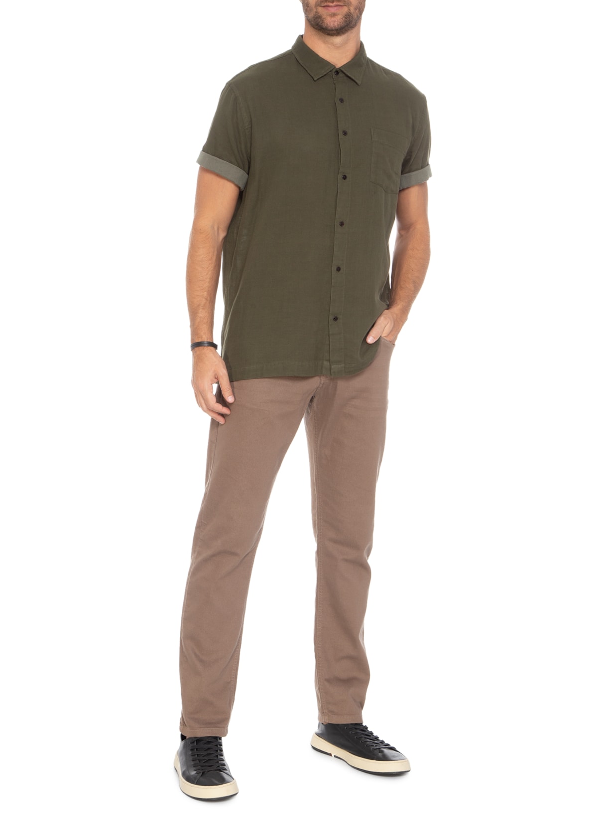 Camisa Masculina Double Gauze Over - Verde
