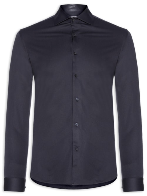 Camisa Masculina Easy Care Tecnológica Slim Fit - Azul