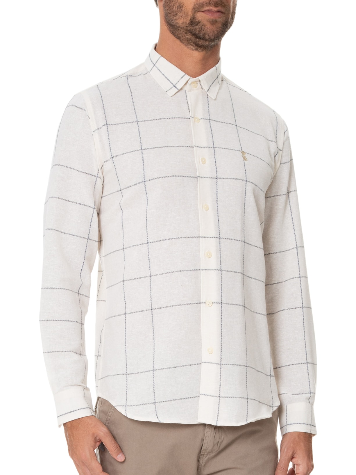 Camisa Masculina Eco Quadros Off White Sergio K