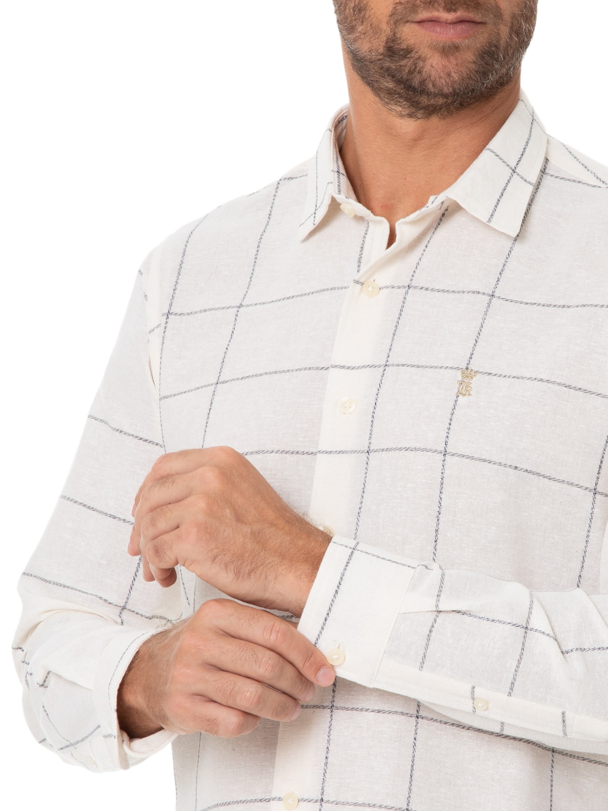 Camisa Masculina Eco Quadros Off White Sergio K