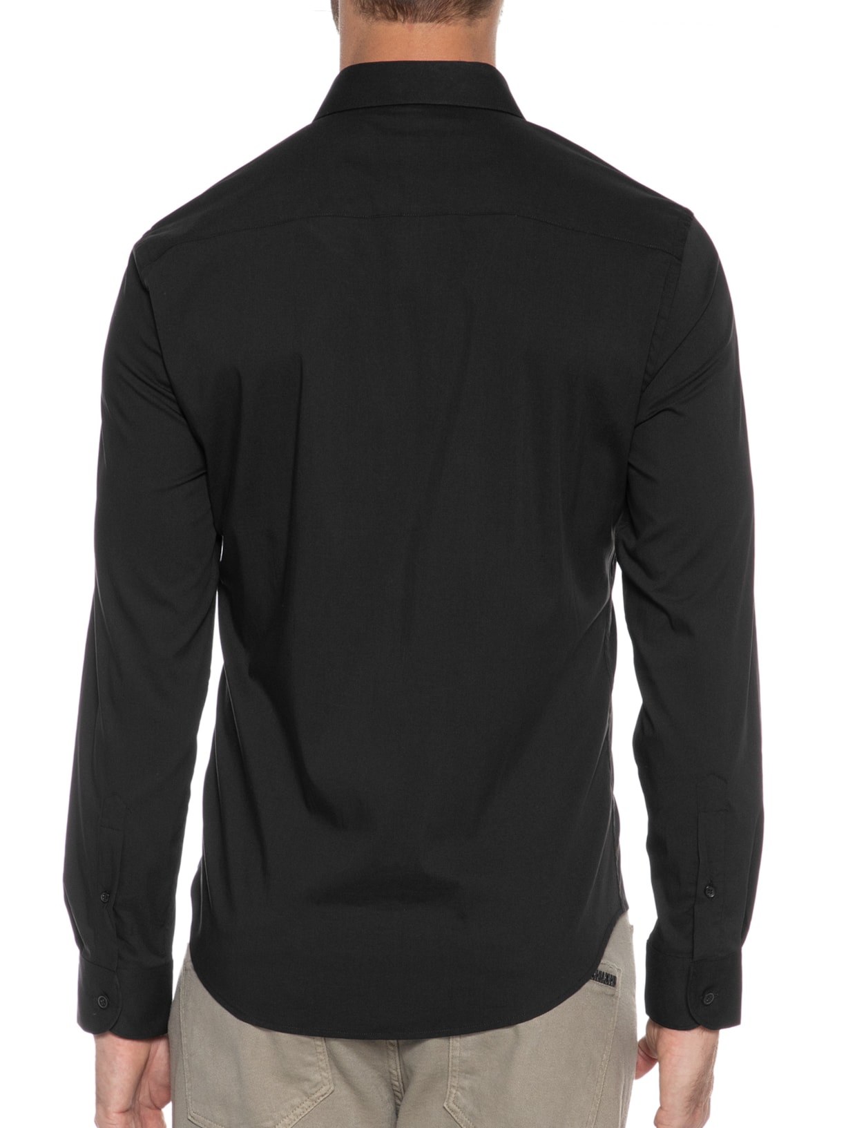 Camisa Masculina Elastano Gorgurão Preto Sergio K