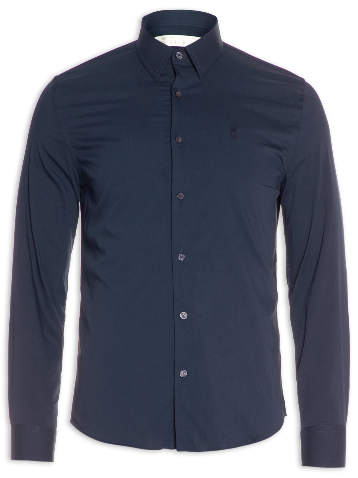 Camisa Masculina Elastano Lisa - Azul