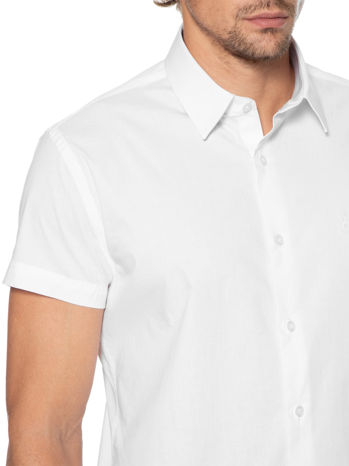 Camisa Masculina Elastano Lisa Branco Sergio K