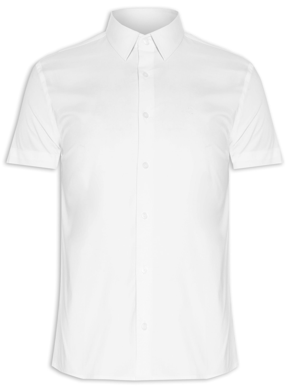 Camisa Masculina Elastano Lisa Branco Sergio K