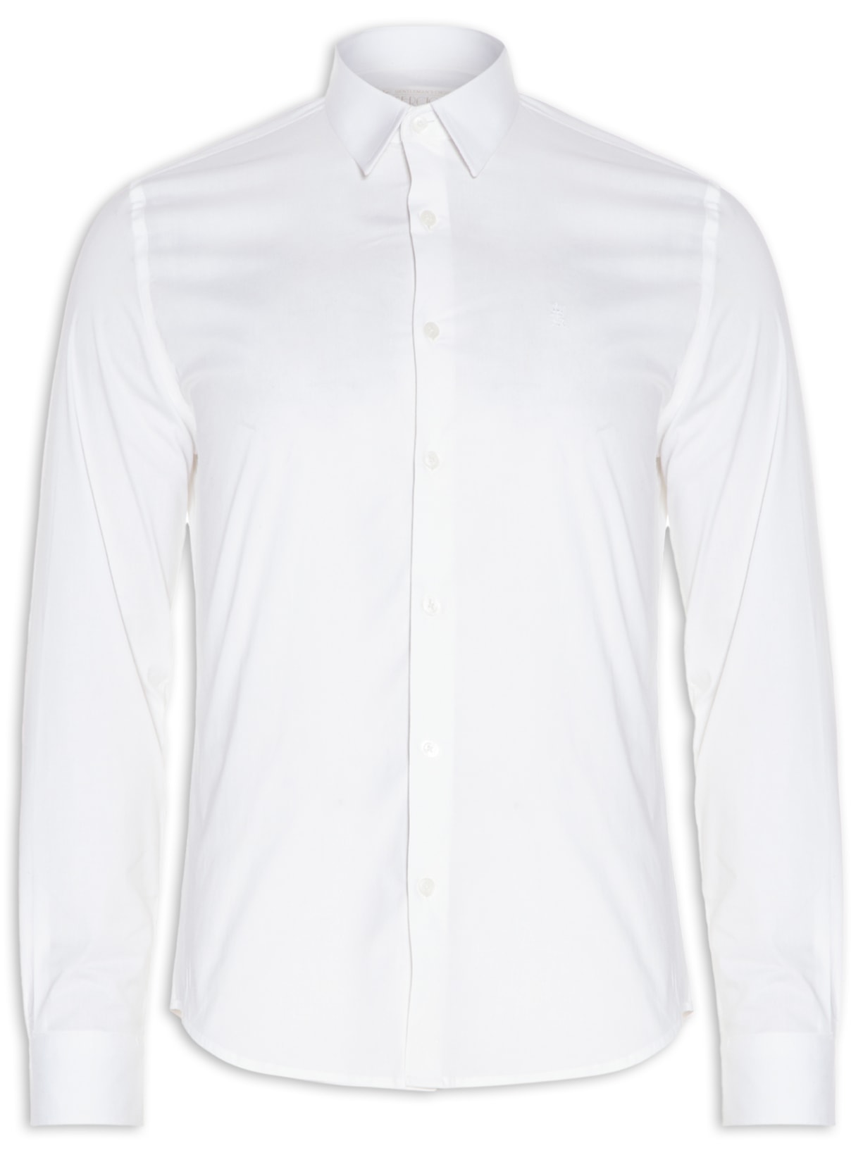 Camisa Masculina Elastano Lisa - Branco