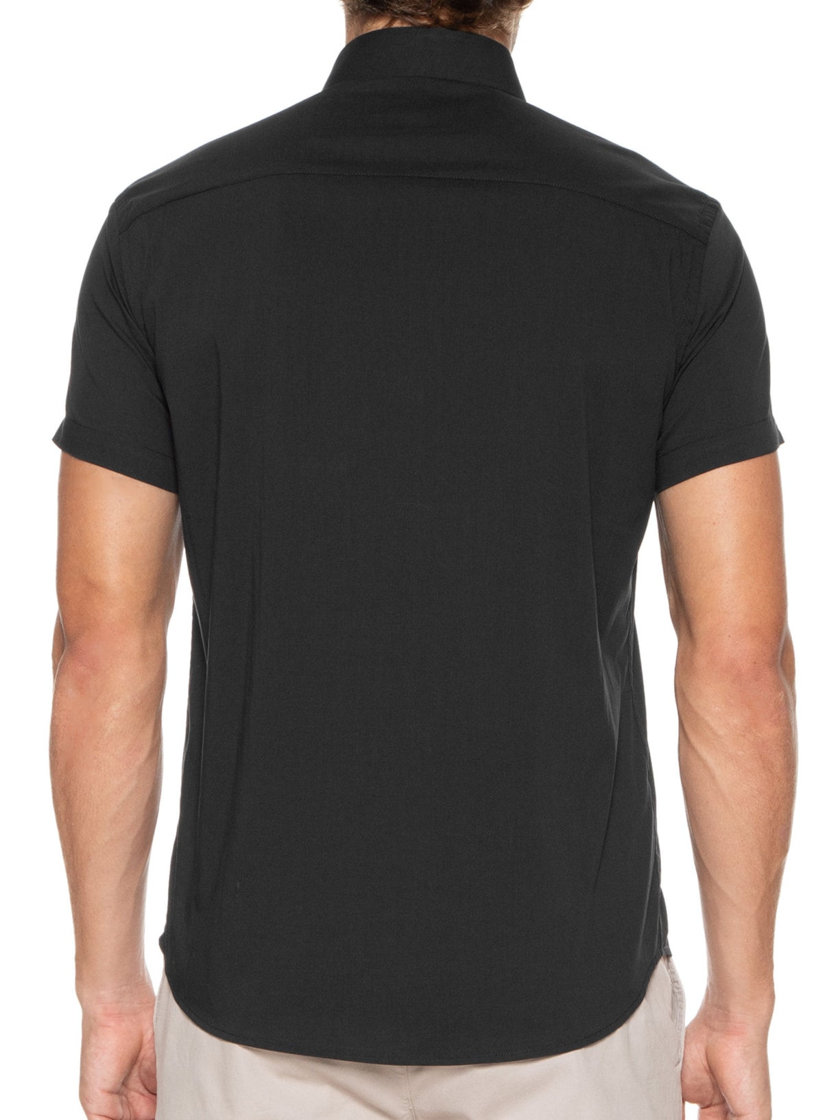 Camisa Masculina Elastano Lisa Preto Sergio K