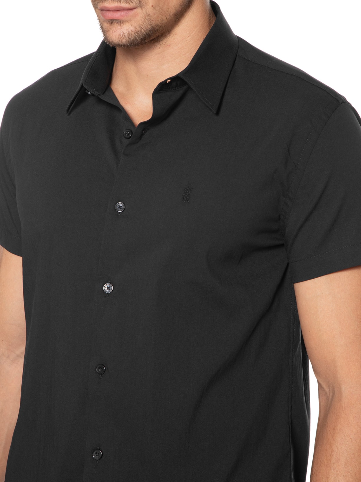 Camisa Masculina Elastano Lisa Preto Sergio K