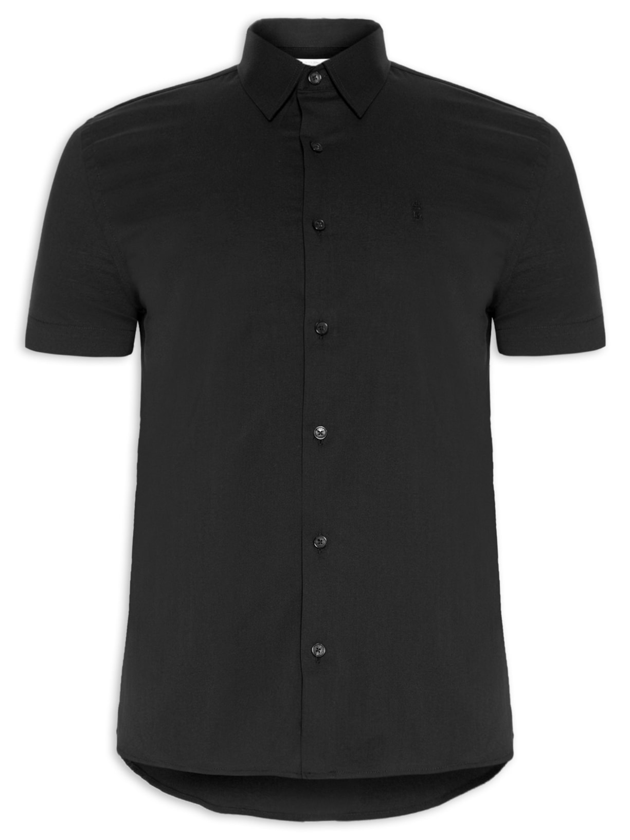 Camisa Masculina Elastano Lisa - Preto