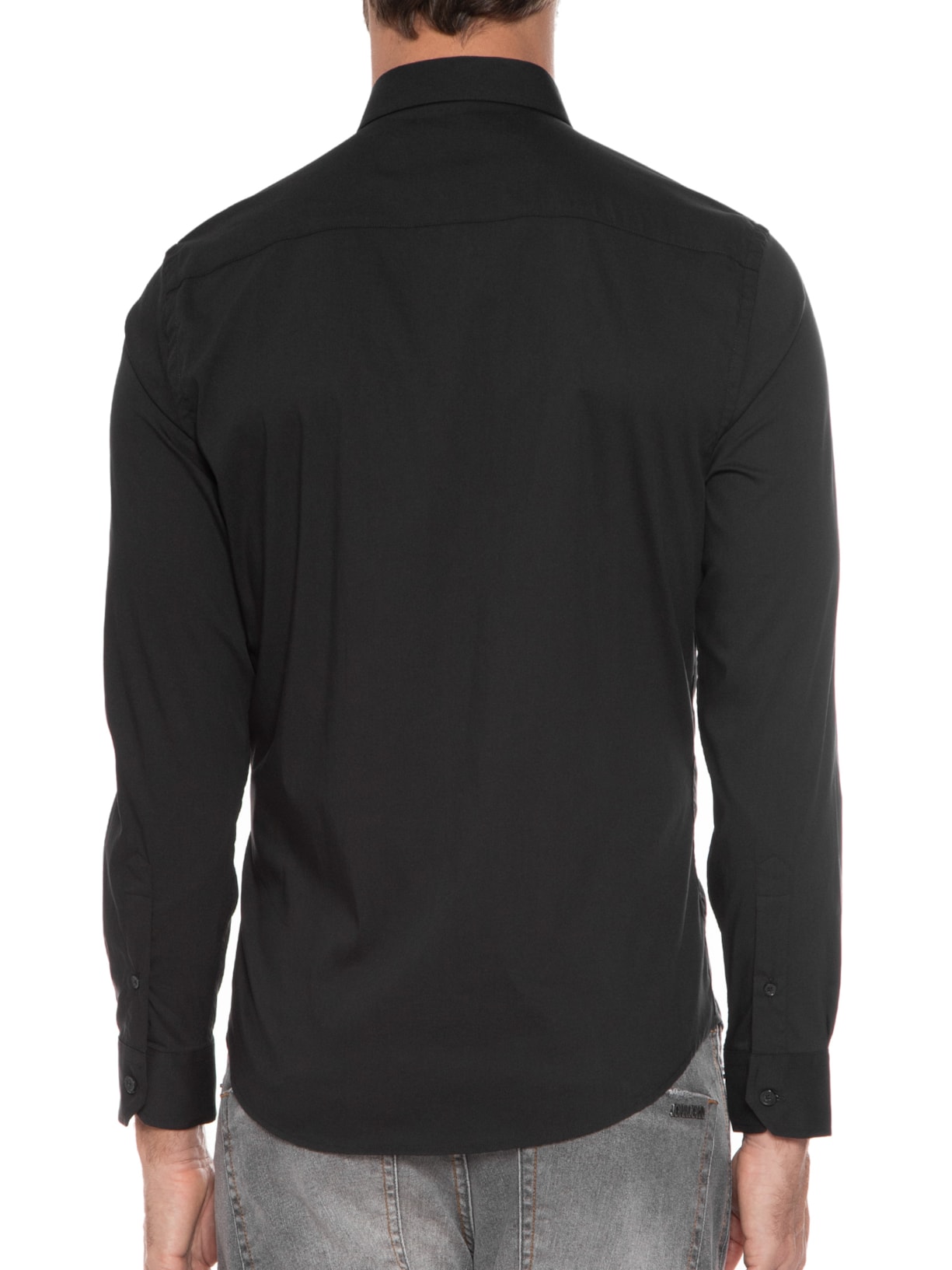 Camisa Masculina Elastano Lisa Preto Sergio K