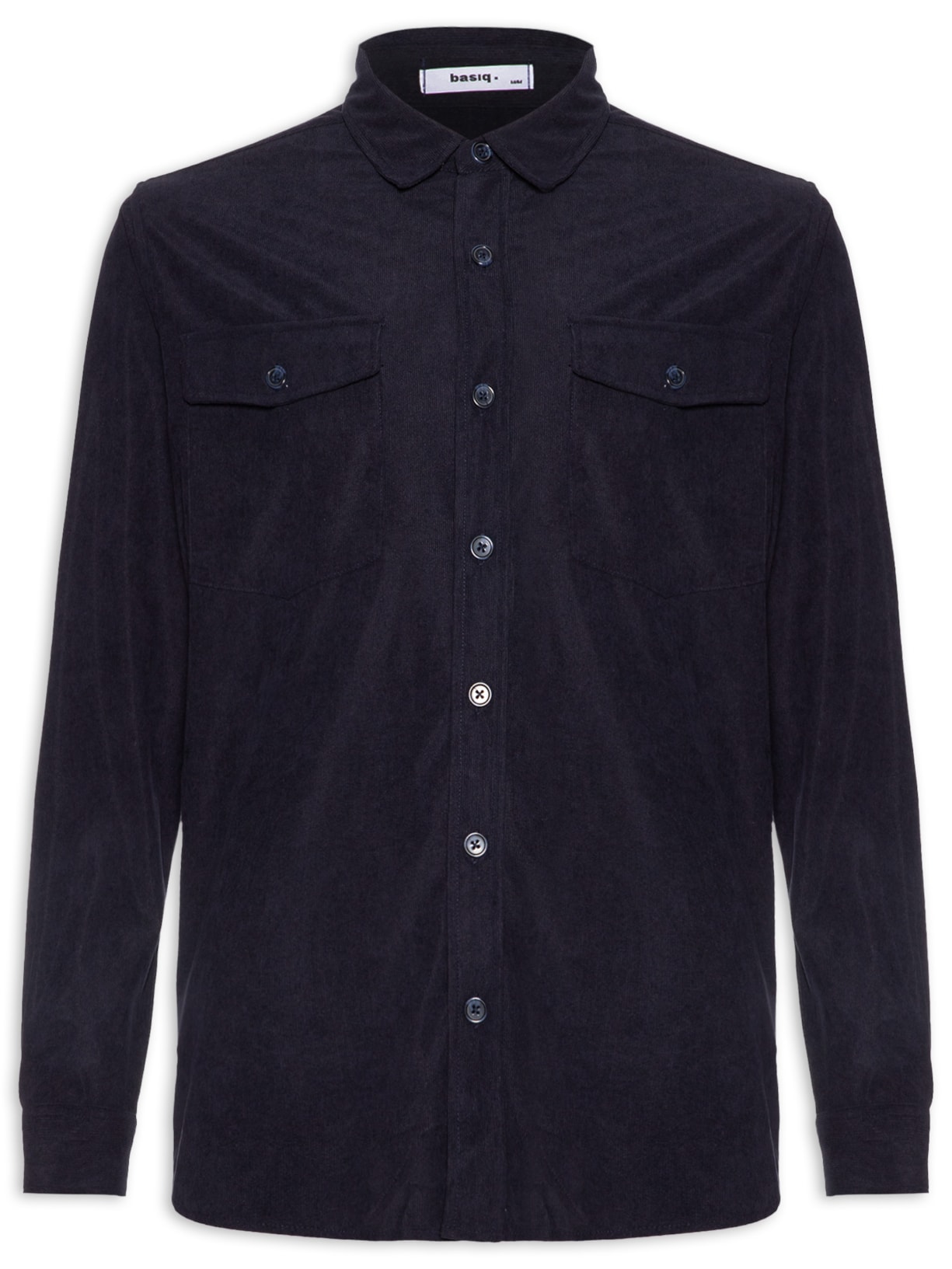 Camisa Masculina em Cotelê Azul Basiq Men