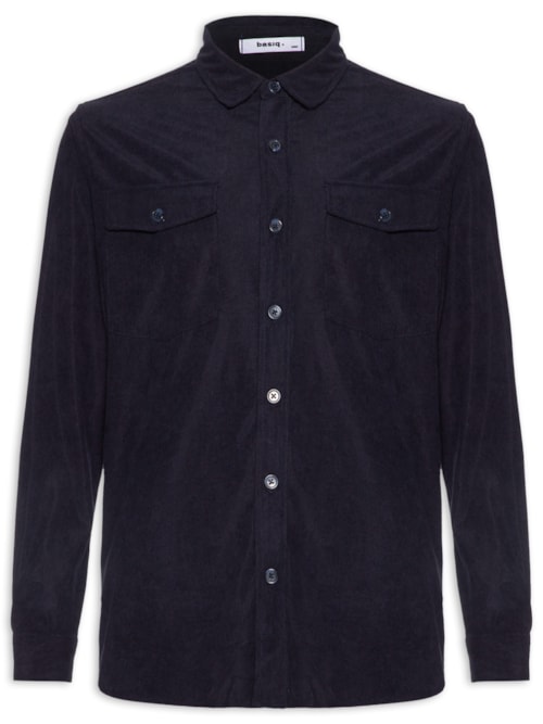 Camisa Masculina em Cotelê - Azul