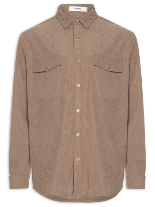 Camisa Masculina em Cotelê - Marrom