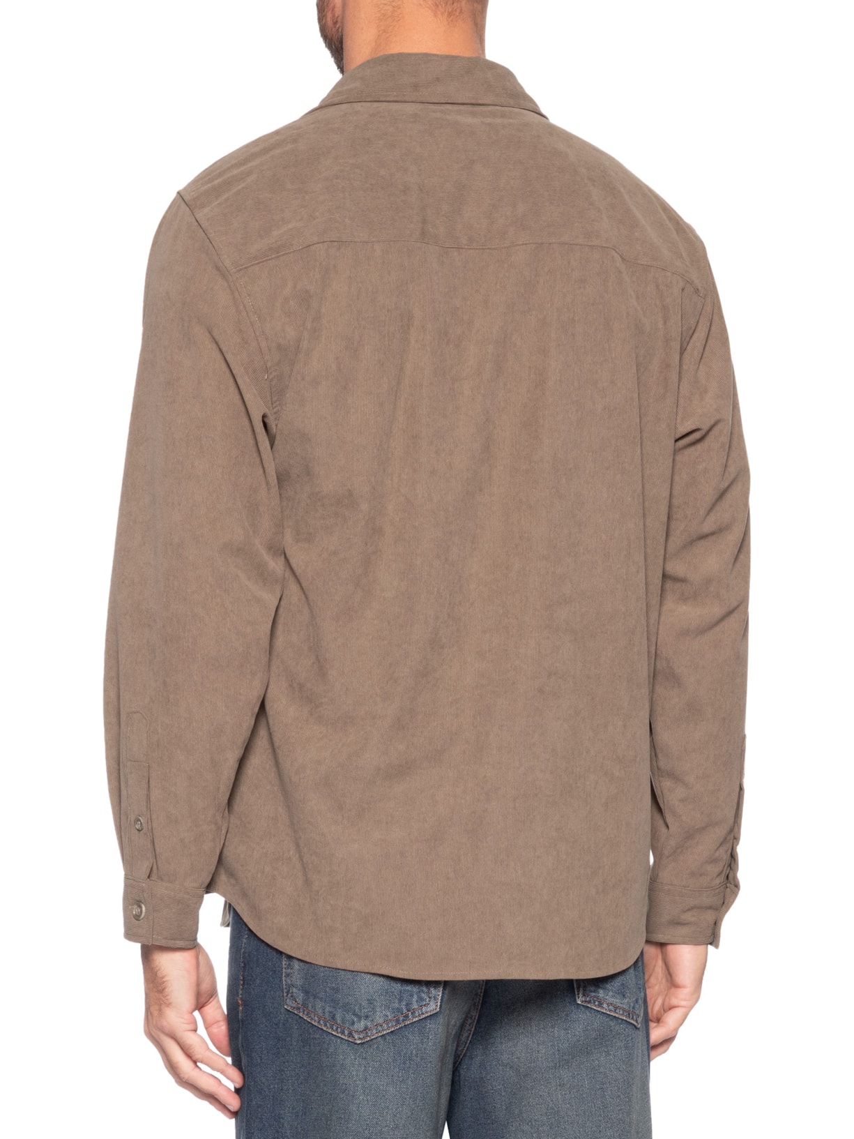 Camisa Masculina em Cotelê Marrom Basiq Men