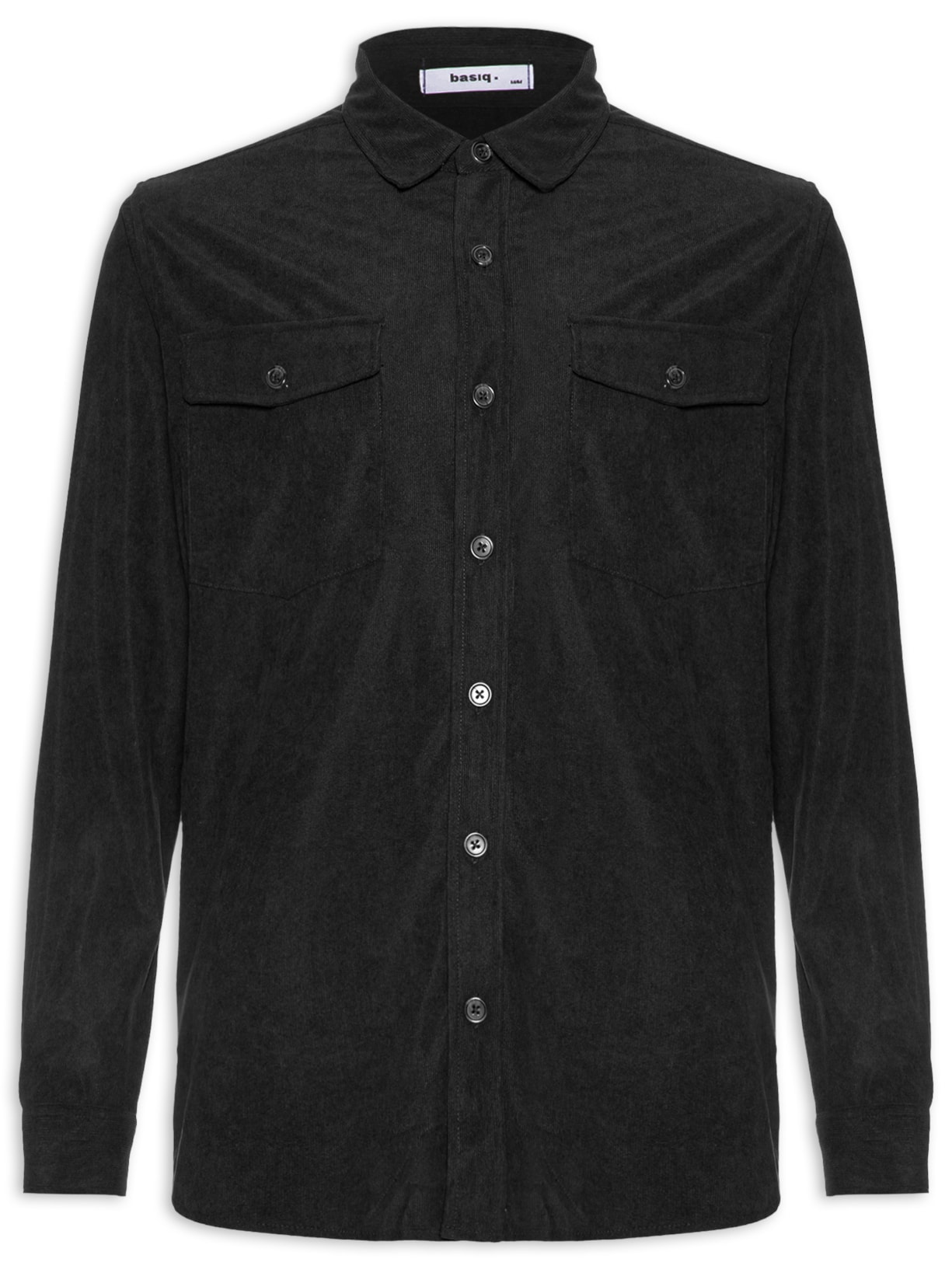 Camisa Masculina em Cotelê - Preto
