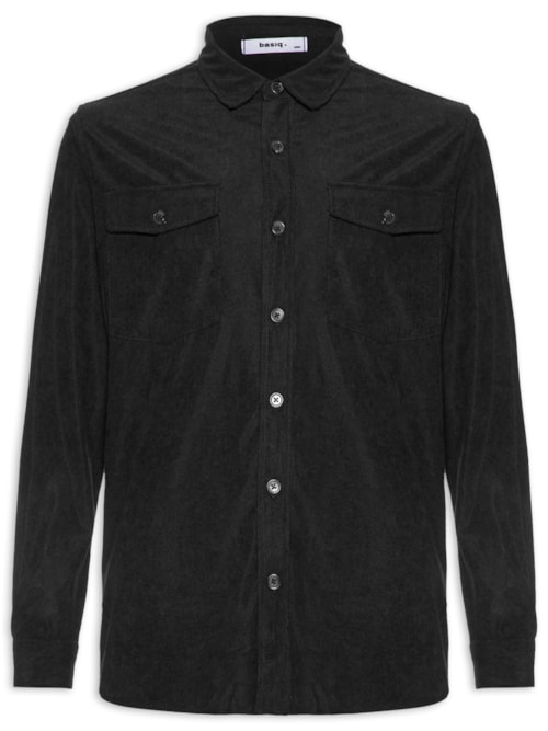Camisa Masculina em Cotelê - Preto