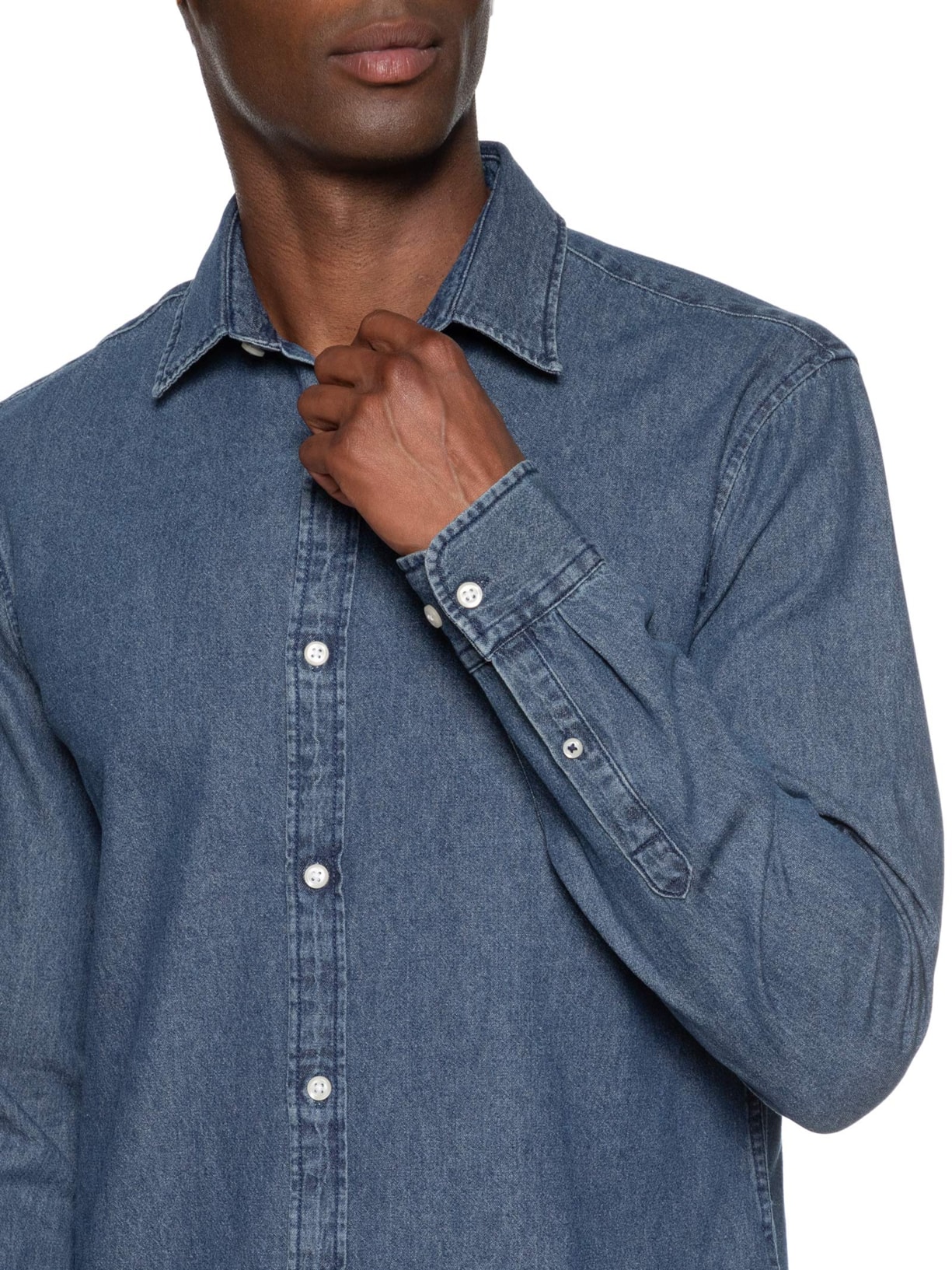 Jack Jones Camisa Masculina Em Denim Azul