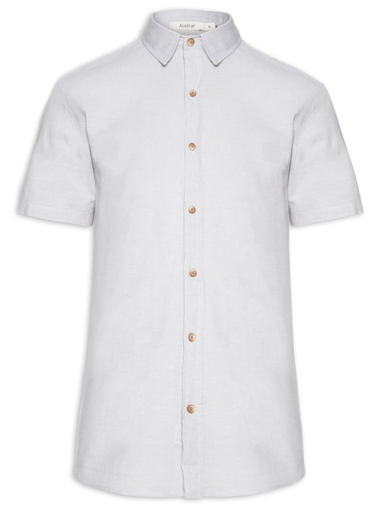 Camisa Masculina Em Linho Belize Manga Curta - Cinza