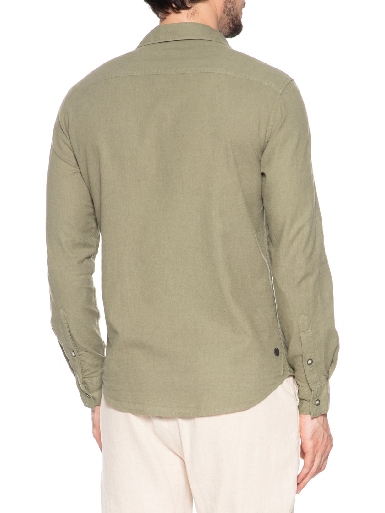 Camisa Masculina Em Linho Noronha Manha Longa Verde Austral