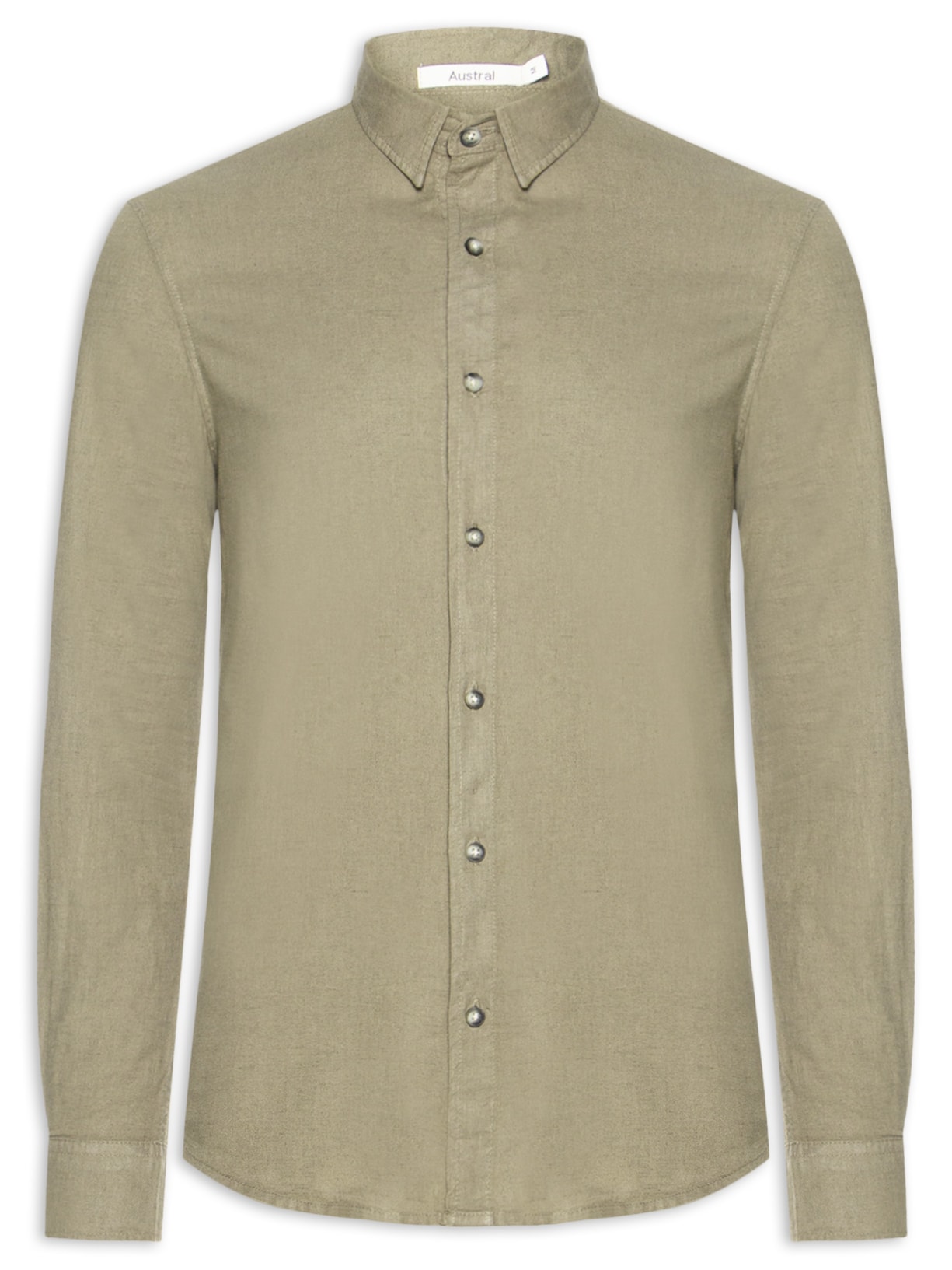 Camisa Masculina Em Linho Noronha Manha Longa Verde Austral