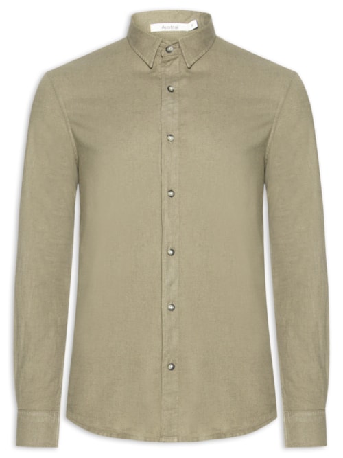 Camisa Masculina Em Linho Noronha Manha Longa - Verde
