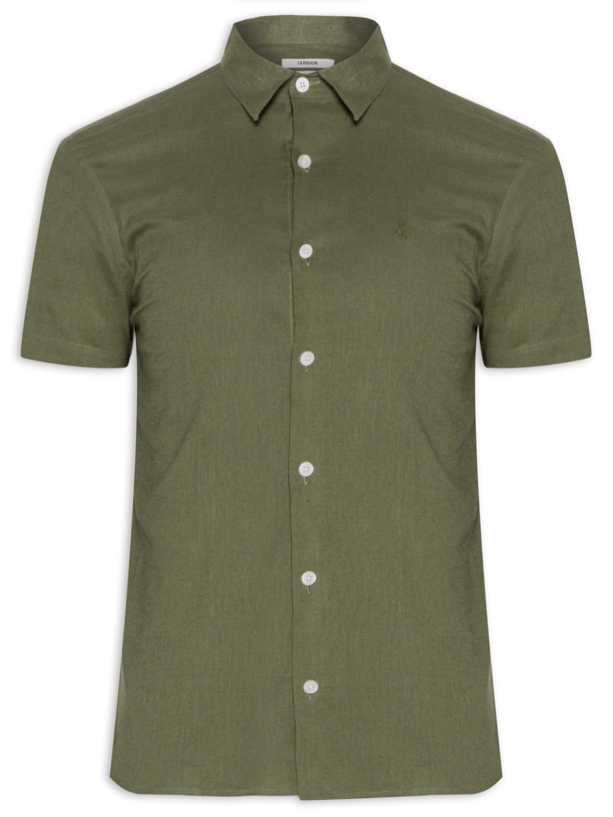 Camisa Masculina Em Linho - Verde