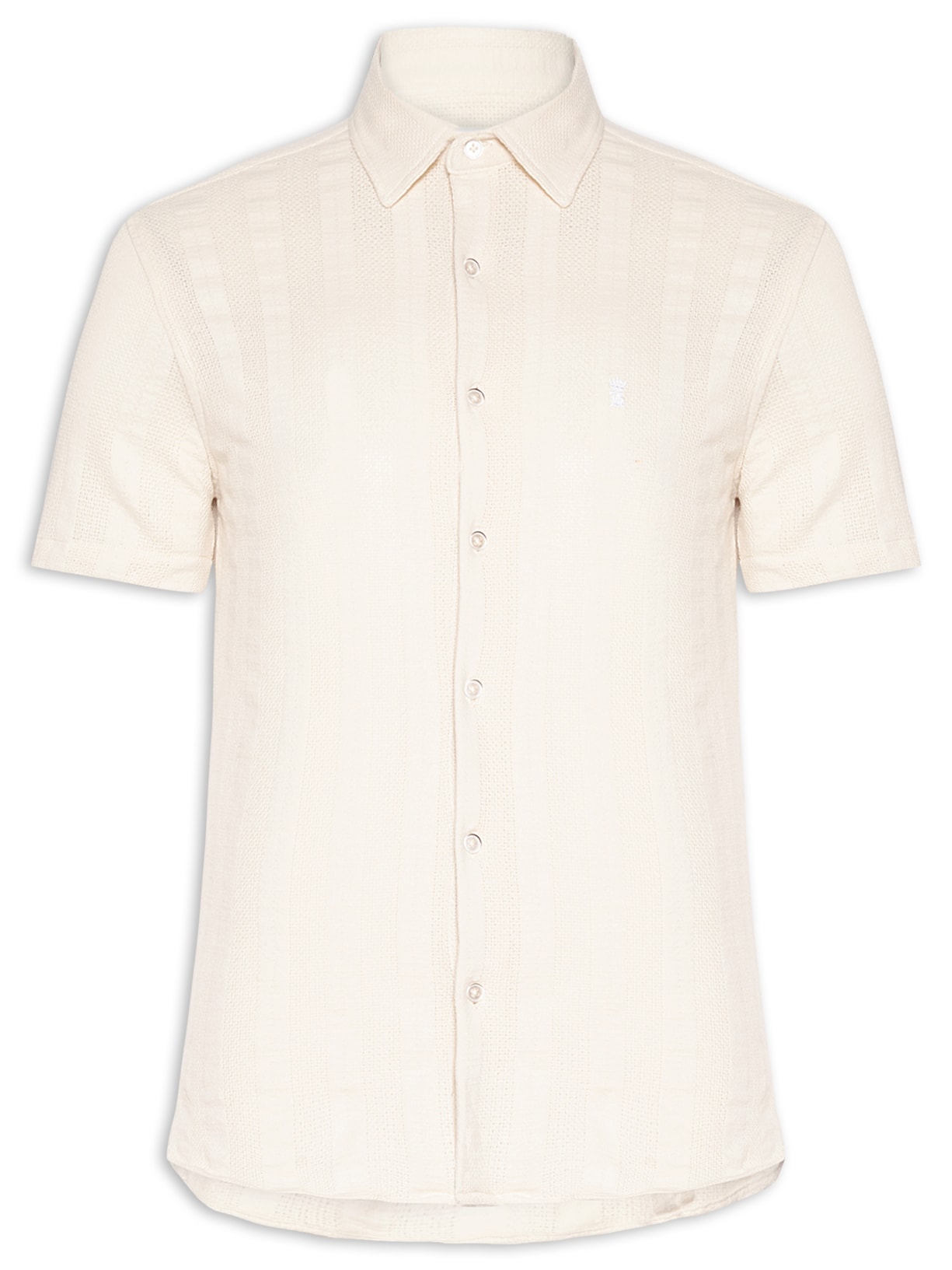 Camisa Masculina Em Malha De Tricot Listras - Bege