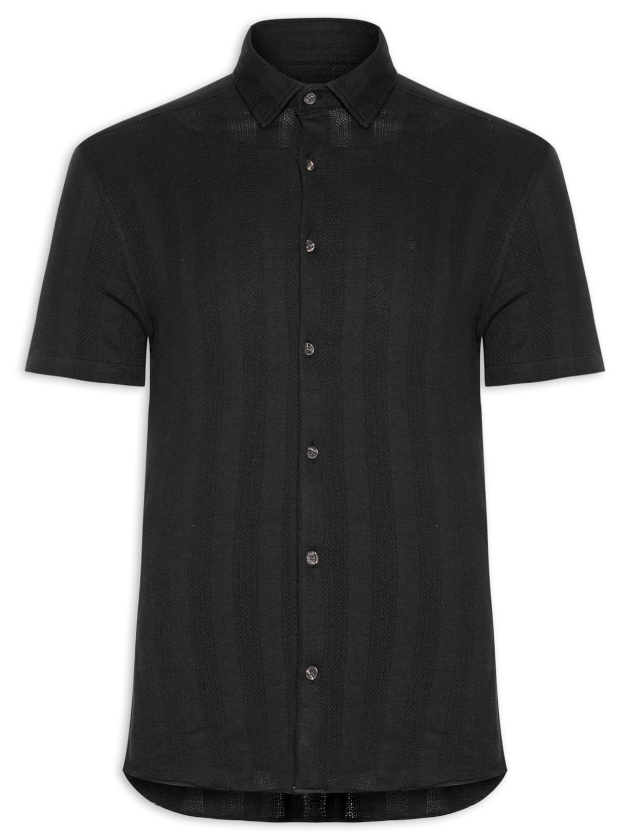 Camisa Masculina Em Malha De Tricot Listras - Preto