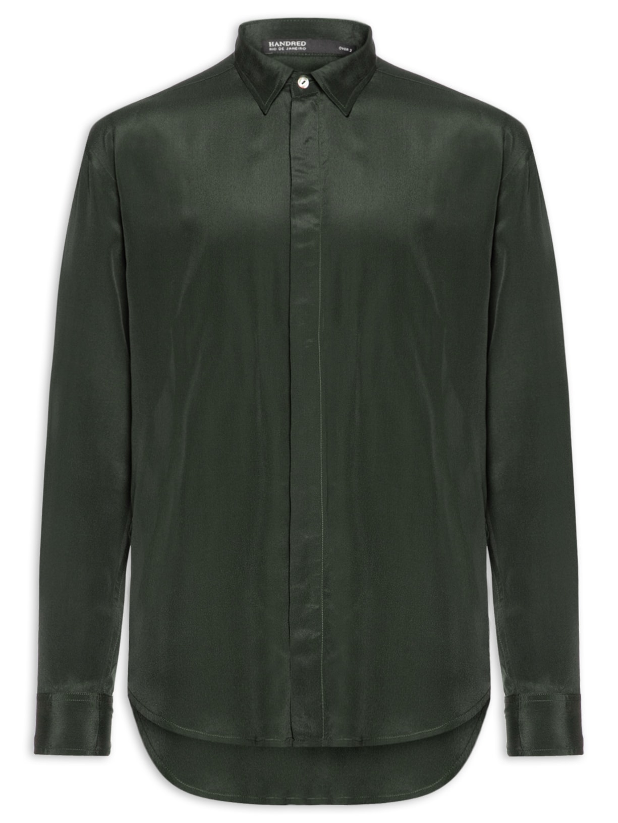 Camisa Masculina Em Seda Oversized - Verde