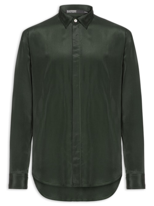 Camisa Masculina Em Seda Oversized - Verde