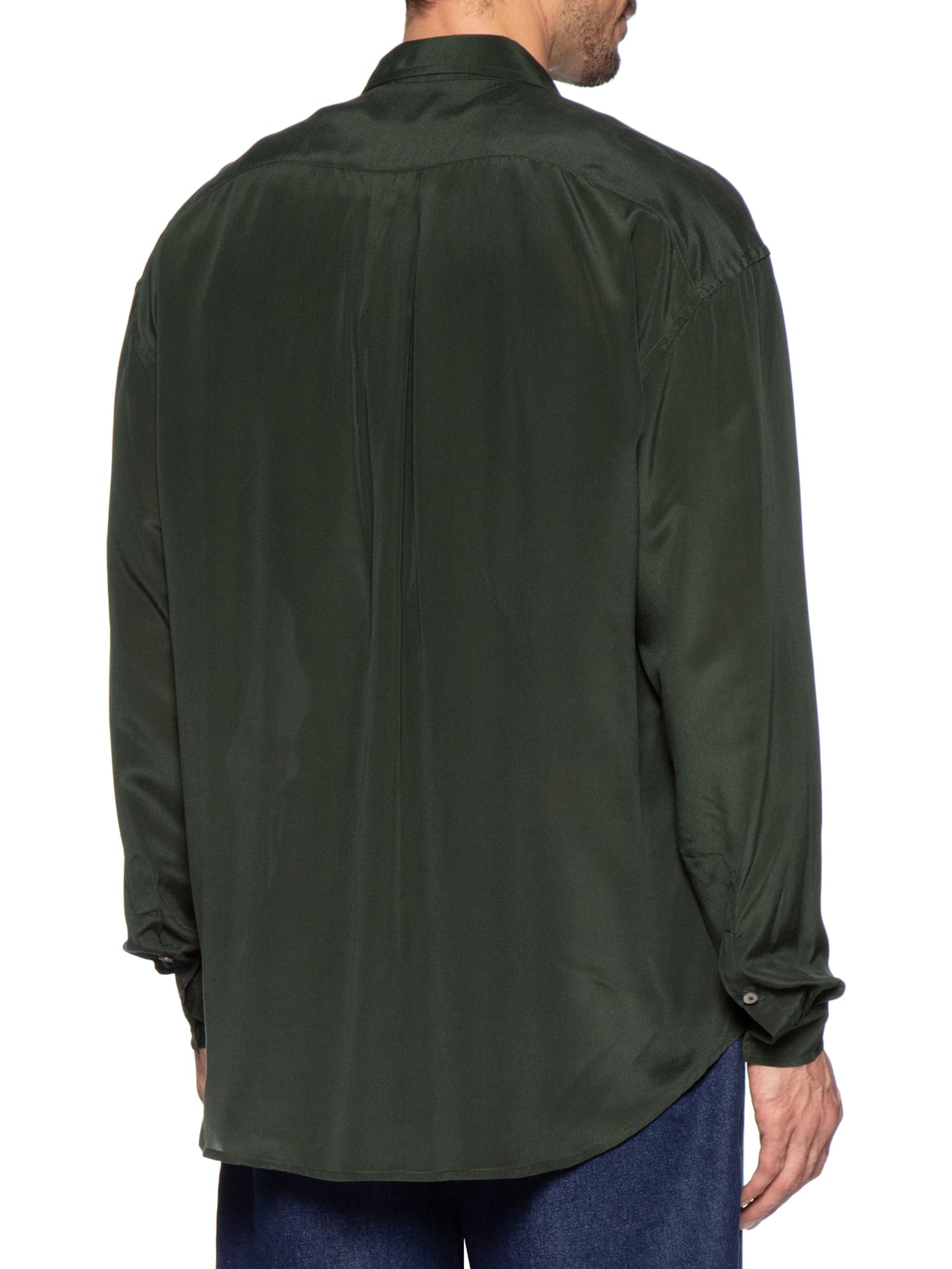 Camisa Masculina Em Seda Oversized Verde Handred