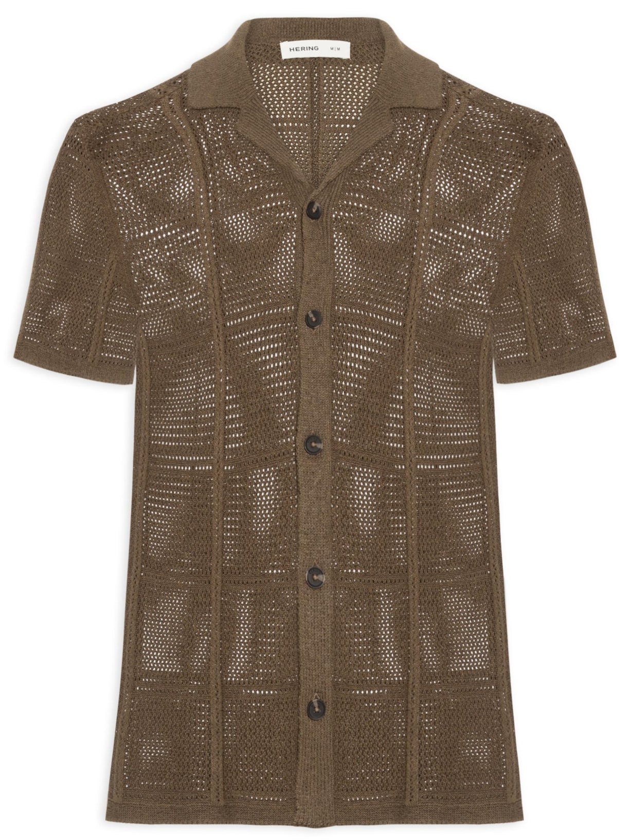 Camisa Masculina em Tricô Texturizada - Marrom