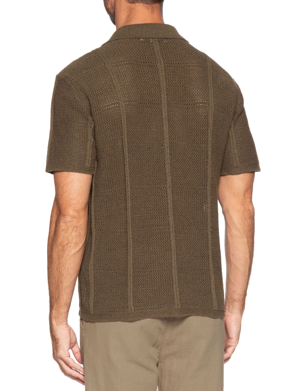 Camisa Masculina em Tricô Texturizada Marrom Hering