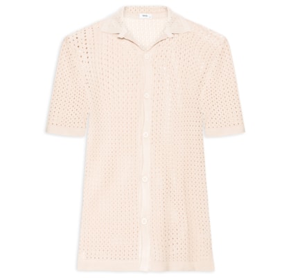 Camisa Masculina Em Tricot - Bege